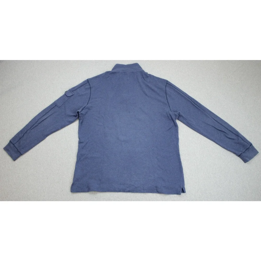 Banana Republic Sweater Men XL Blue 100% Cotton Long Sleeve 1/4 Button Mock Neck